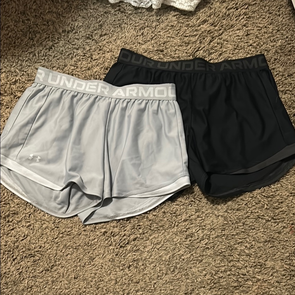 Under Armour Dual Pack Gray and Black Shorts